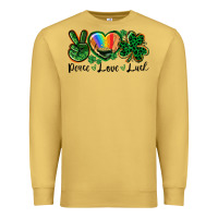Antique Gold Peace love St. Patrick's Day Premium Sweatshirt - CowGirlArtShop