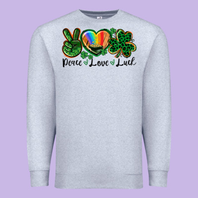 Peace Love St. Patrick's Day Premium Sweatshirt Designed By Cowgirlartshop