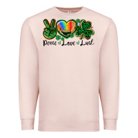 Pale Pink Peace love St. Patrick's Day Premium Sweatshirt - CowGirlArtShop