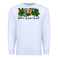 White Peace love St. Patrick's Day Premium Sweatshirt - CowGirlArtShop