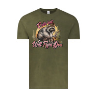 Vintage Olive cute but will fight you racoon western Vintage Tee - NancyCooperArtShop