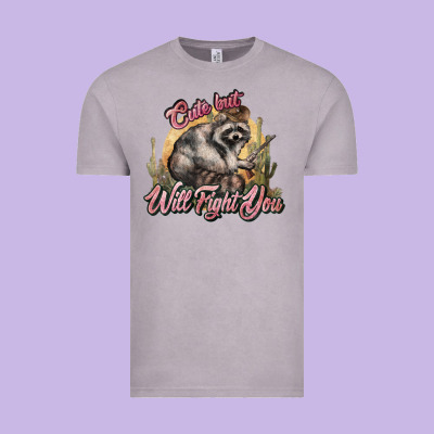 Cute But Will Fight You Racoon Western Vintage Tee Designed By Nancycooperartshop