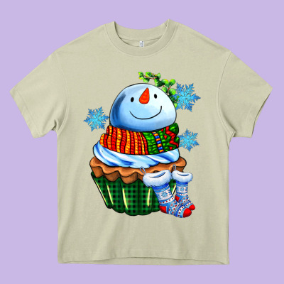 Snowman Cupcake Heavy Core Tee Designed By Adodesignshop