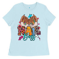 Baby Blue Afro woman nail boss Ladies Tee - RanaPortraitStore
