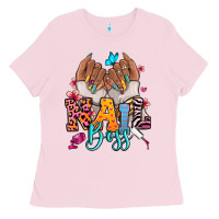 Bubblegum Pink Afro woman nail boss Ladies Tee - RanaPortraitStore