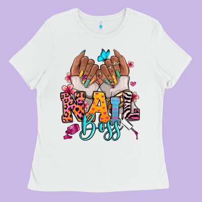 Afro Woman Nail Boss Ladies Tee Designed By Ranaportraitstore