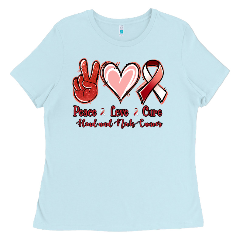 Peace Love Cure Head And Neck Cancer Ladies Tee by Jasminsmagicworld | Teevron