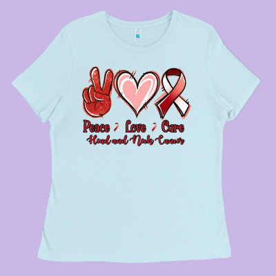 Peace Love Cure Head And Neck Cancer Ladies Tee Designed By Jasminsmagicworld