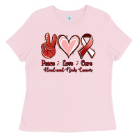 Bubblegum Pink peace love cure head and neck cancer Ladies Tee - Jasminsmagicworld