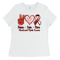 White peace love cure head and neck cancer Ladies Tee - Jasminsmagicworld