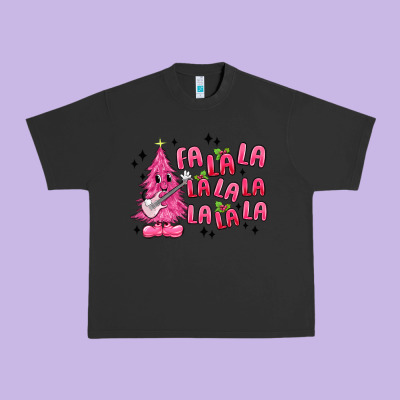 Pink Christmas Fa La La Urban Heavy Tee Designed By Maliassmallbusiness