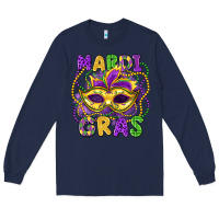 Navy mardi gras mask Long Sleeve Tee - LillyAllenDesigns