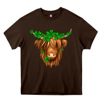 Chocolate Brown St. Patrick’s Day Long Hair Shaggy Cow Heavy Core Tee - Jasminsmagicworld