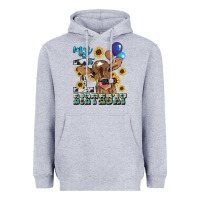 Heather Grey My first Birthday baby cow sunflower Heavyweight Hoodie - HowdyJamesFarm