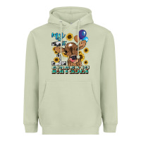Matcha My first Birthday baby cow sunflower Heavyweight Hoodie - HowdyJamesFarm