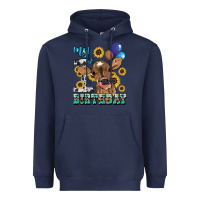Navy My first Birthday baby cow sunflower Heavyweight Hoodie - HowdyJamesFarm