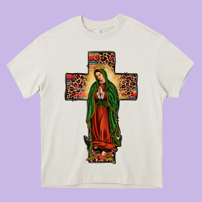 Our Lady Of Guadalupe Cross Heavy Core Tee Designed By Jahusdesignshop