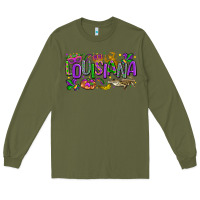 Army Green louisiana mardi gras Long Sleeve Tee - LillyAllenDesigns