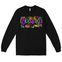 Black louisiana mardi gras Long Sleeve Tee - LillyAllenDesigns
