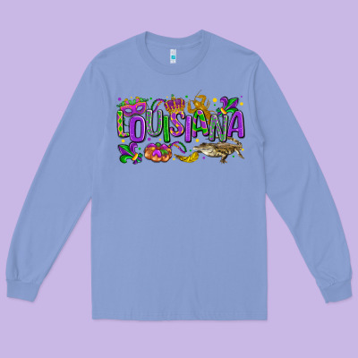 Louisiana Mardi Gras Long Sleeve Tee Designed By Lillyallendesigns