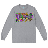 Heather Grey louisiana mardi gras Long Sleeve Tee - LillyAllenDesigns