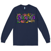 Navy louisiana mardi gras Long Sleeve Tee - LillyAllenDesigns
