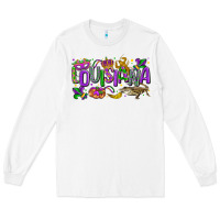 White louisiana mardi gras Long Sleeve Tee - LillyAllenDesigns