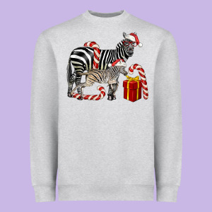 Christmas Zebra Baby And Mama Heavyweight Sweatshirt Designed By Lillyallendesigns