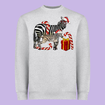 Christmas Zebra Baby And Mama Heavyweight Sweatshirt Designed By Lillyallendesigns