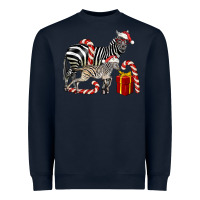 Navy Christmas Zebra Baby And Mama Heavyweight Sweatshirt - LillyAllenDesigns