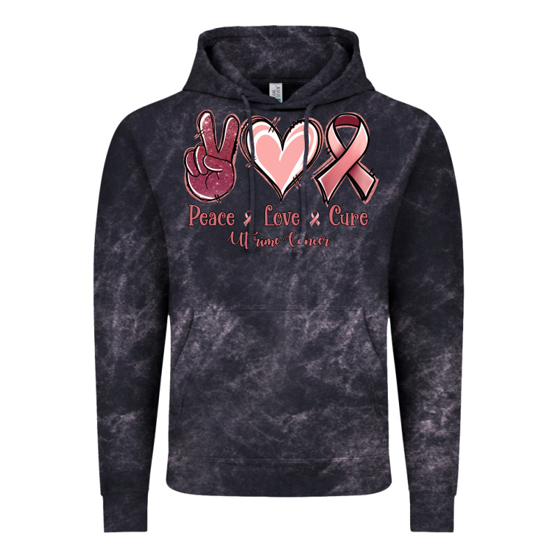 Peace Love Cure Uterine Cancer Vintage Hoodie by NancyCooperArtShop | Teevron