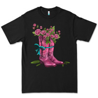 Black valentines day western boots and roses Premium Tee - AdoDesignShop