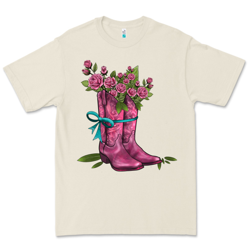Valentines Day Western Boots And Roses Premium Tee by AdoDesignShop | Teevron