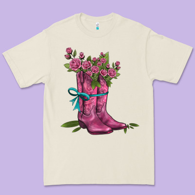 Valentines Day Western Boots And Roses Premium Tee Designed By Adodesignshop