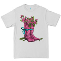 Dove Grey valentines day western boots and roses Premium Tee - AdoDesignShop