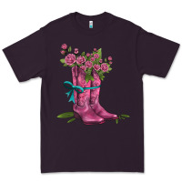 Plum valentines day western boots and roses Premium Tee - AdoDesignShop