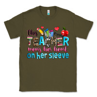 Army Green this teacher wears her her on her sleeve Classic Tee - NancyCooperArtShop