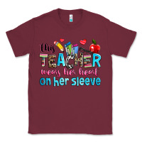 Burgundy this teacher wears her her on her sleeve Classic Tee - NancyCooperArtShop