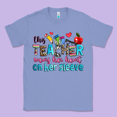 This Teacher Wears Her Her On Her Sleeve Classic Tee Designed By Nancycooperartshop