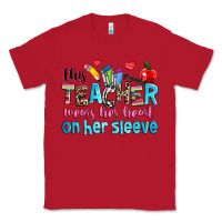 Red this teacher wears her her on her sleeve Classic Tee - NancyCooperArtShop