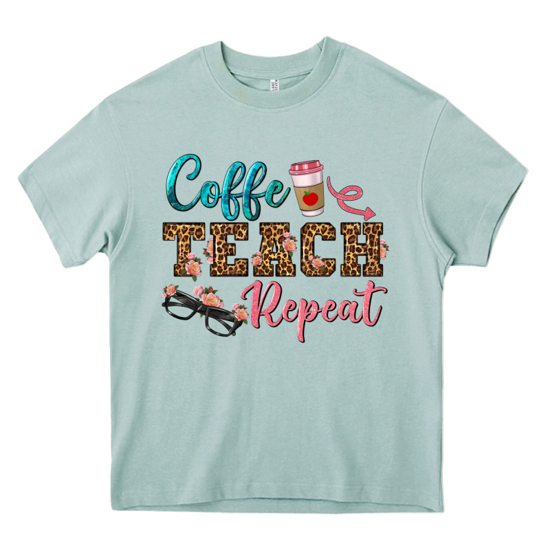 Coffee Teach Repeat Heavy Core Tee by BundleAndBundleShop | Teevron
