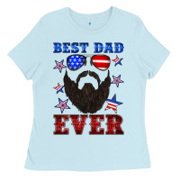 Baby Blue best dad ever american flag Ladies Tee - Artiststas