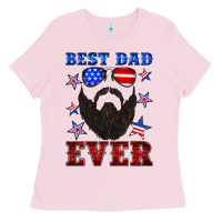 Bubblegum Pink best dad ever american flag Ladies Tee - Artiststas