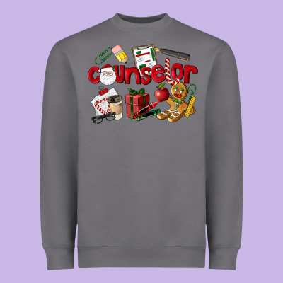Counselor Christmas Heavyweight Sweatshirt Designed By Lillyallendesigns