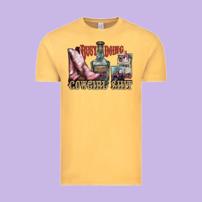 Busy Doing Cowgirl Shit Liquor Boots Cigarette Vintage Tee Designed By Nancycooperartshop