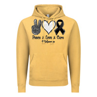 Vintage Mustard Peace love cure Melanoma Cancer Vintage Hoodie - NancyCooperArtShop