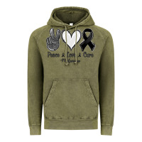 Vintage Olive Peace love cure Melanoma Cancer Vintage Hoodie - NancyCooperArtShop