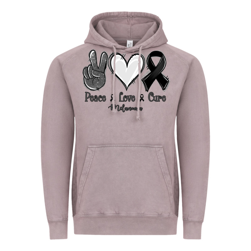 Peace Love Cure Melanoma Cancer Vintage Hoodie by NancyCooperArtShop | Teevron