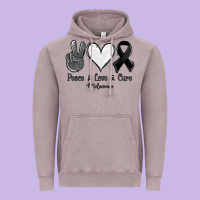 Peace Love Cure Melanoma Cancer Vintage Hoodie Designed By Nancycooperartshop