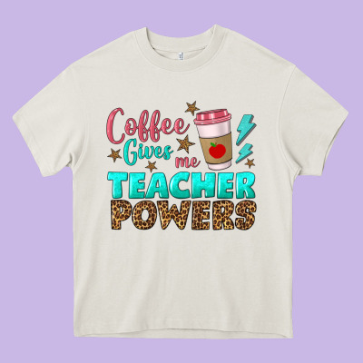 Coffee Gives Me Teacher Powers Heavy Core Tee Designed By Bundleandbundleshop